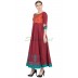 Ethnic dress - Maroon with green brocade print fabric Ethnic dress - Maroon with green brocade print fabric